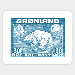 Vintage Greenland Polar Bear Postage Stamp Design Magnet